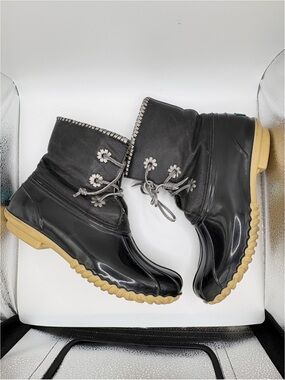 Jack Rogers Chloe Duck Rain Boots with Silver‎ Whipstitching Details